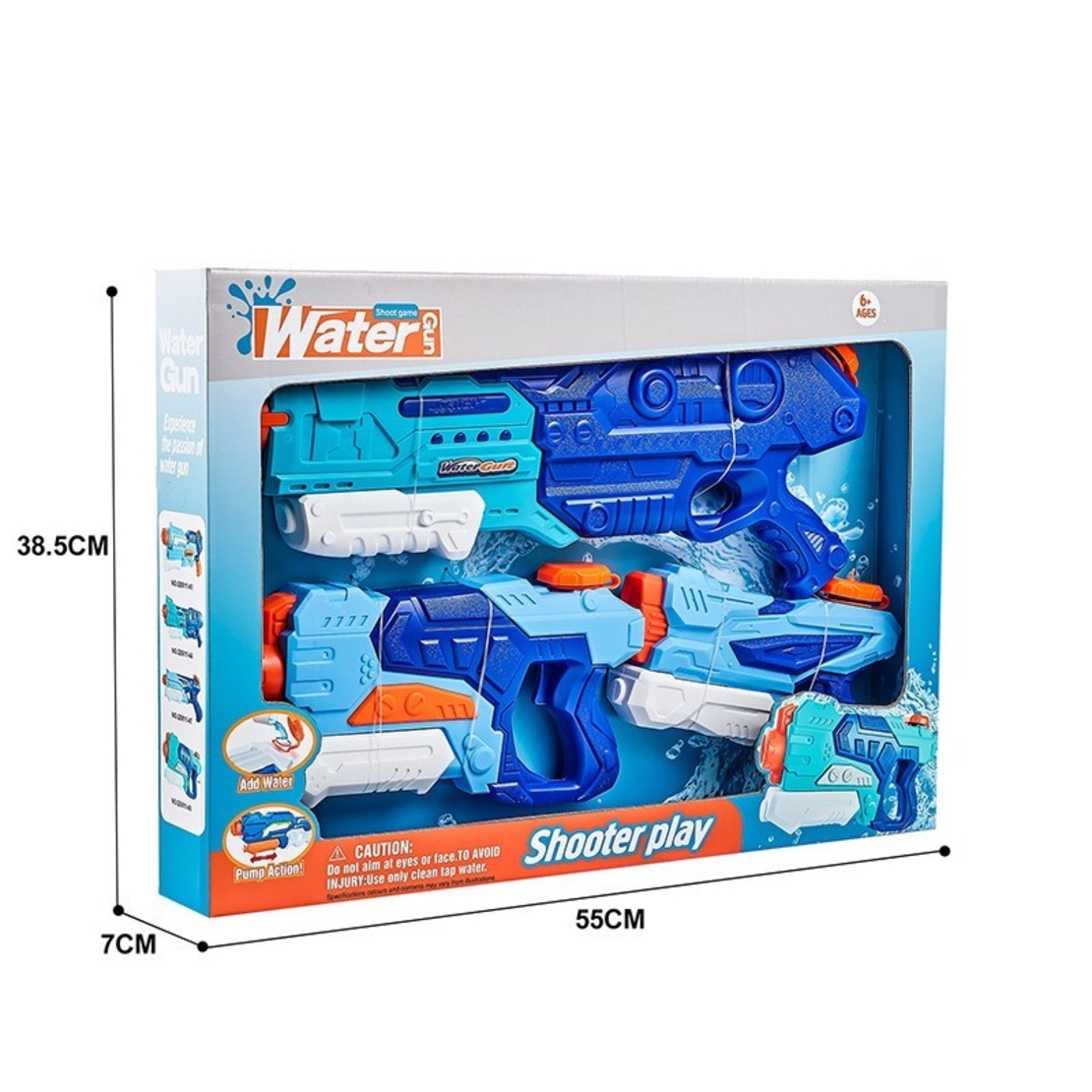 Set 3x Pistol cu Apa pentru Copii, Flippy, 6ani+, Albastru, 1x 1500 ML + 1x 500 ML + 1x 300 ML