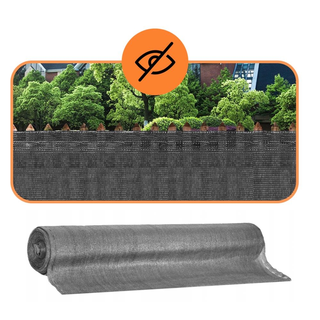 Plasa umbrire si intimitate pentru gard, 1.5m latime, 50m lungime, 185g densitate 95%, gri