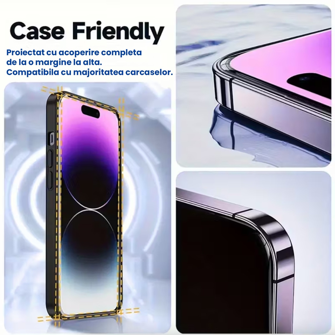 Folie de Protectie pentru Apple iPhone 14 Plus, Vafy, Sticla Securizata 3D, High Definition pentru Ecran complet, Anti Zgirieturi, Anti bule, Transparenta