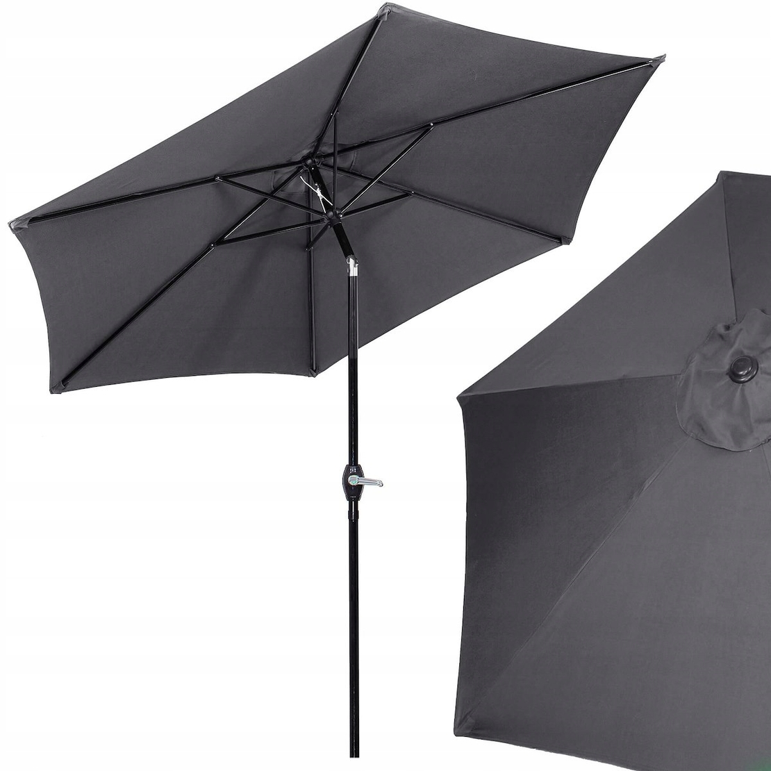 Umbrela terasa gradina, cu manivela si inclinare, GU21, diametru 260cm, gri antracit