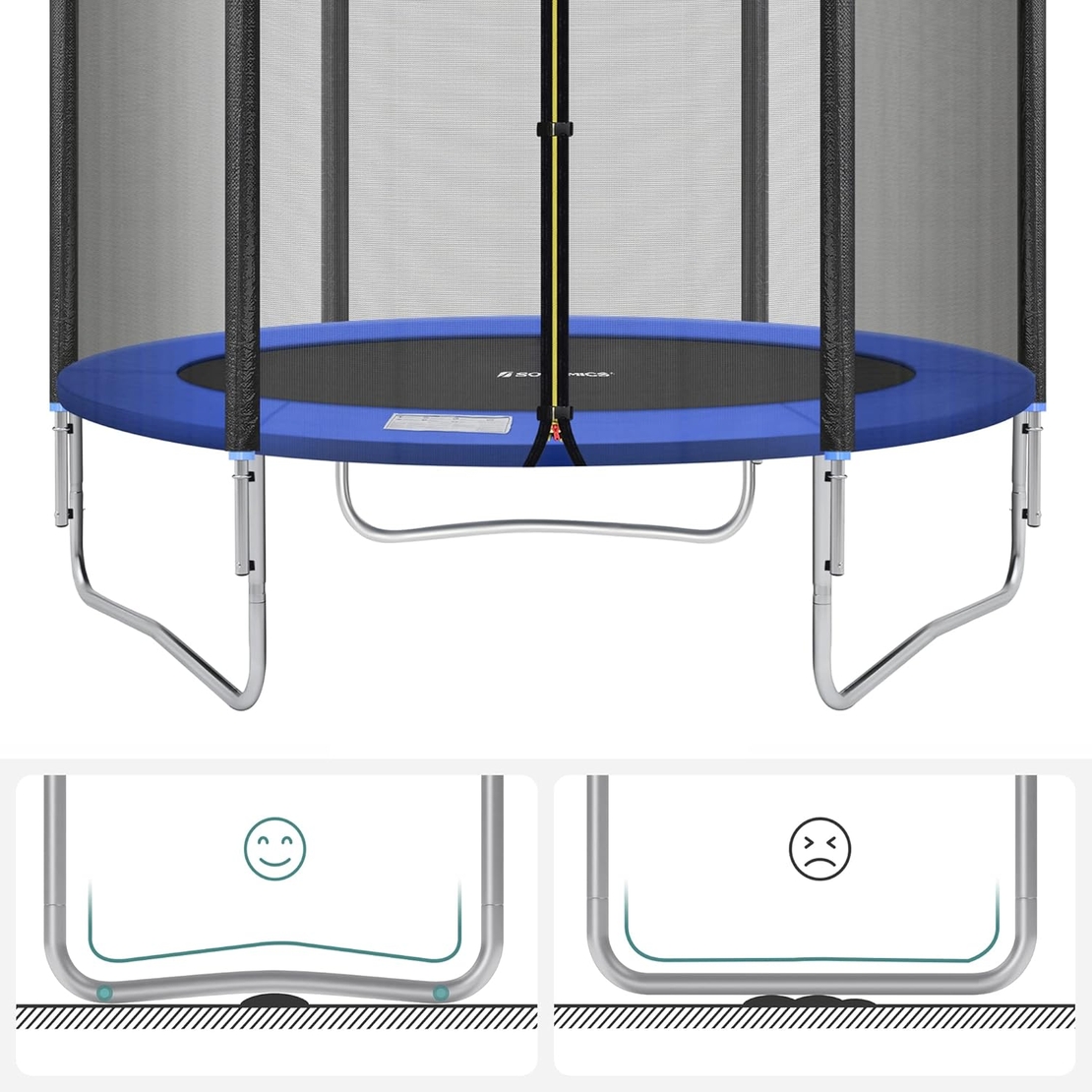 SONGMICS Trambulina pentru copii cu plasa de protectie exterioara, diametru 183 cm, 100 kg, albastru
