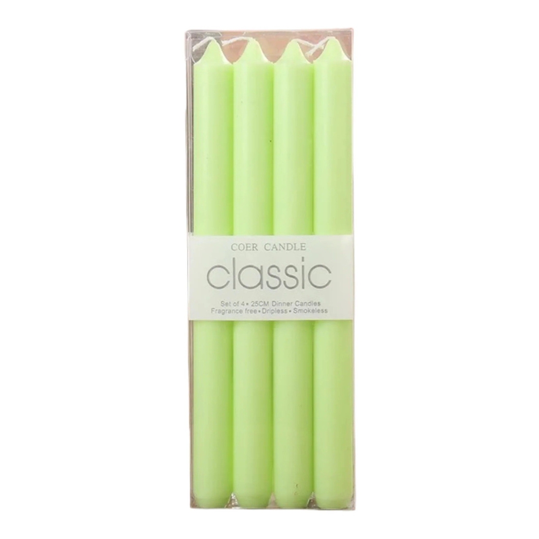 Set 4 Lumanari, Flippy, pentru Suport de Masa, Fara Miros si Fum, din Parafina, 2.2 x 25 cm, Verde