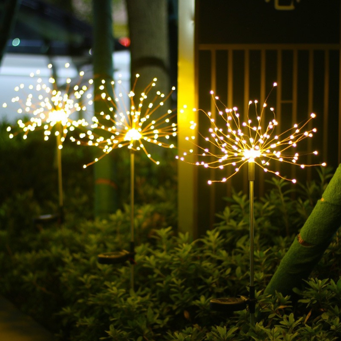 Lampa solara sub forma de artificii, 120 LED-uri, alb cald, Vafy