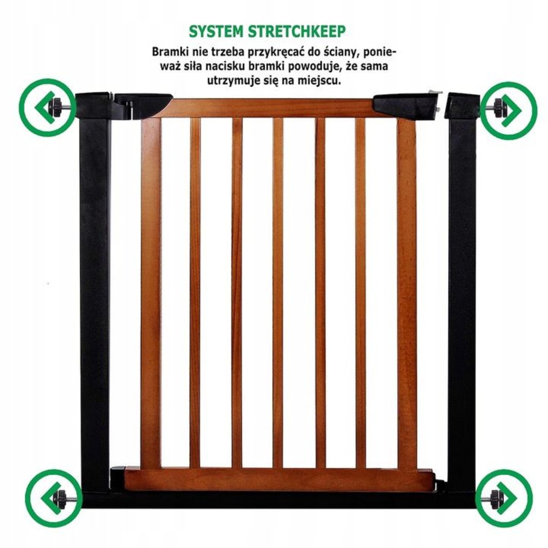 Poarta de siguranta Safety Gate pentru scari, ajustabila 96-103 cm, din otel si lemn, negru maro