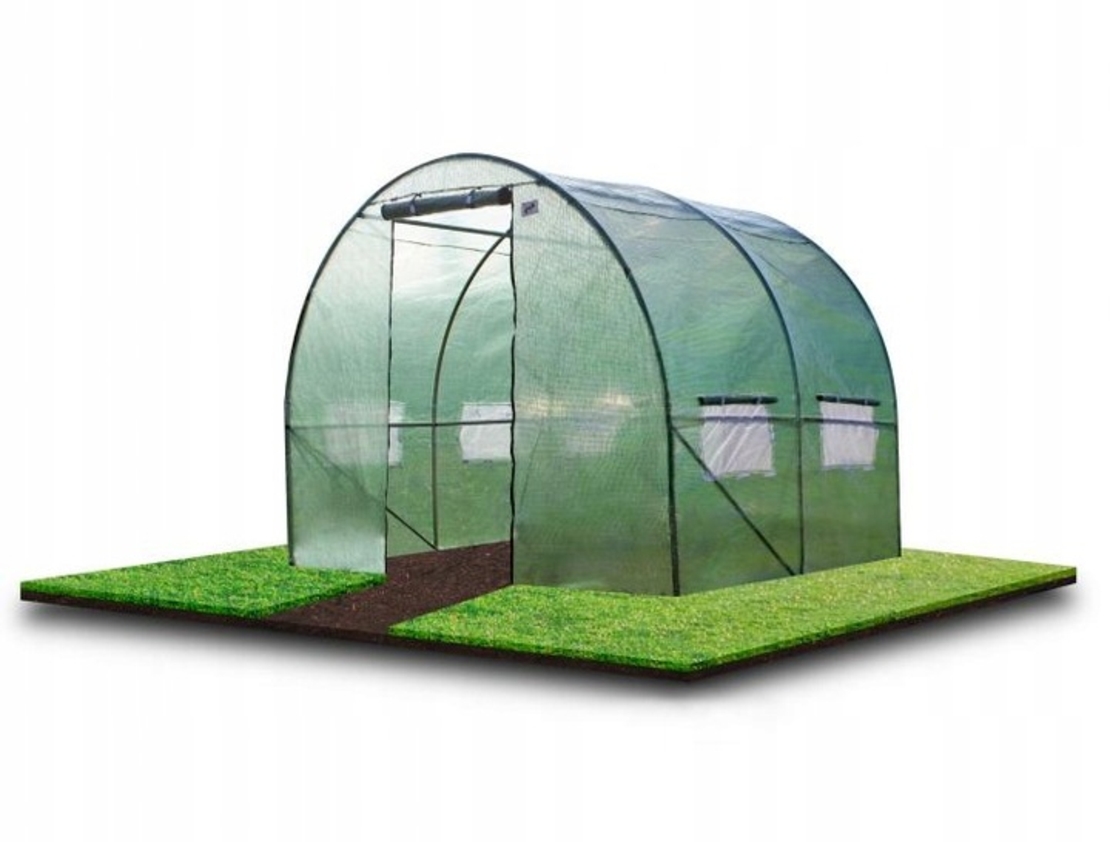 Sera de gradina, tip tunel cu cadru metalic, 200x200cm, verde, 4 mp