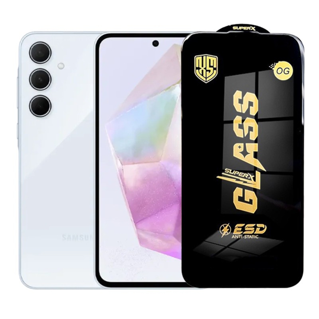 Folie de Protectie pentru Samsung Galaxy A35, Vafy, Sticla Securizata ESD, Margini Negre, Rezistenta la Zgirieturi, Antistatica, 0.35 mm, Transparenta