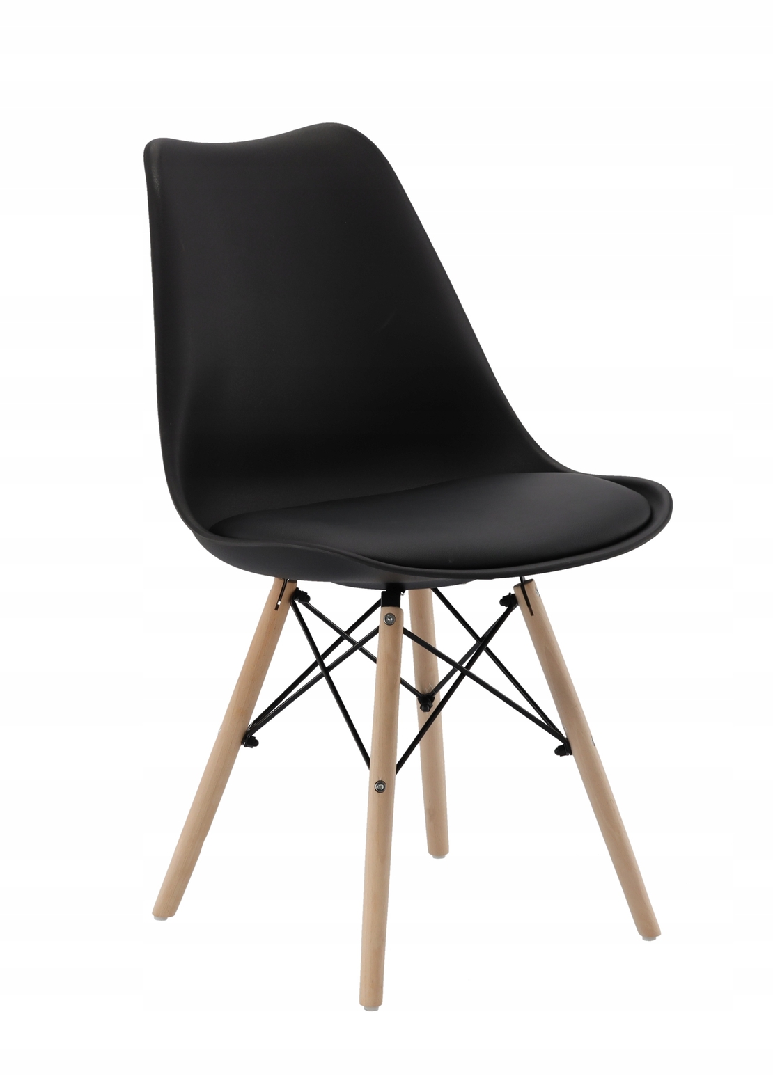 Set 4 scaune de bucatarie, design scandinav modern, sezut cu burete, negru