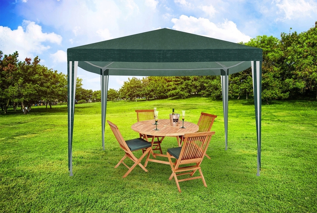 Cort pavilion de gradina, 300x300 cm, impermeabil cu rezistenta UV, verde