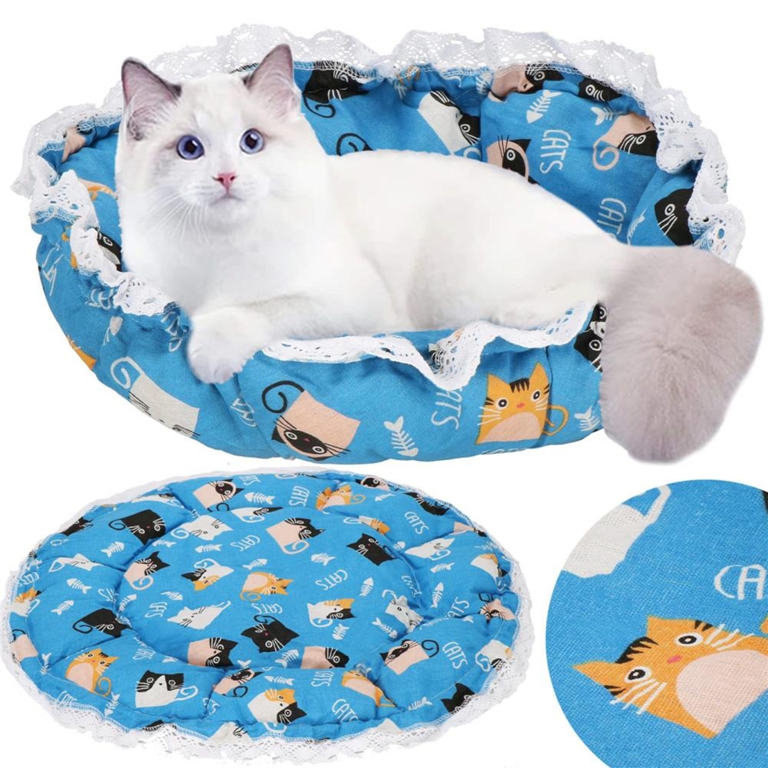 Culcus transformabil pentru pisici, tip saltea cu pereti, 73 cm, albastru