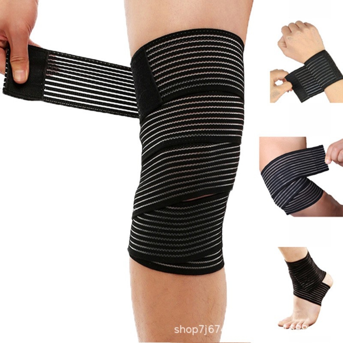 Orteza Elastica, Flippy, Pentru Picior/Mana, cu Prindere Velcro, 7.5 x 180 cm, din Nailon, Negru