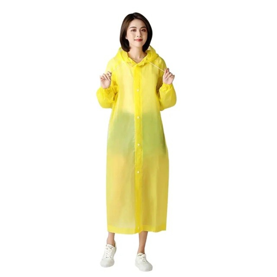 Pelerina de Ploaie, Flippy, pentru Adulti 150-180 cm, din EVA, Impermeabila, Rezistenta la Vant, Inchidere cu Capse, 140 g, Galben