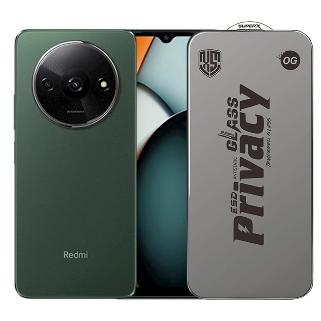 Folie de Protectie pentru Xiaomi Redmi A3, Vafy, Sticla Securizata ESD Antistatica, Super-X Privacy OG, Margini Negre, 0.30 mm, Transparent Inchis