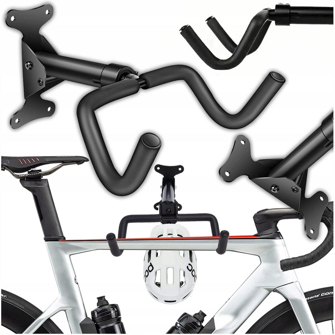 Suport bicicleta pliabil pentru perete, cu unghi reglabil, metal, 36x26x15 cm