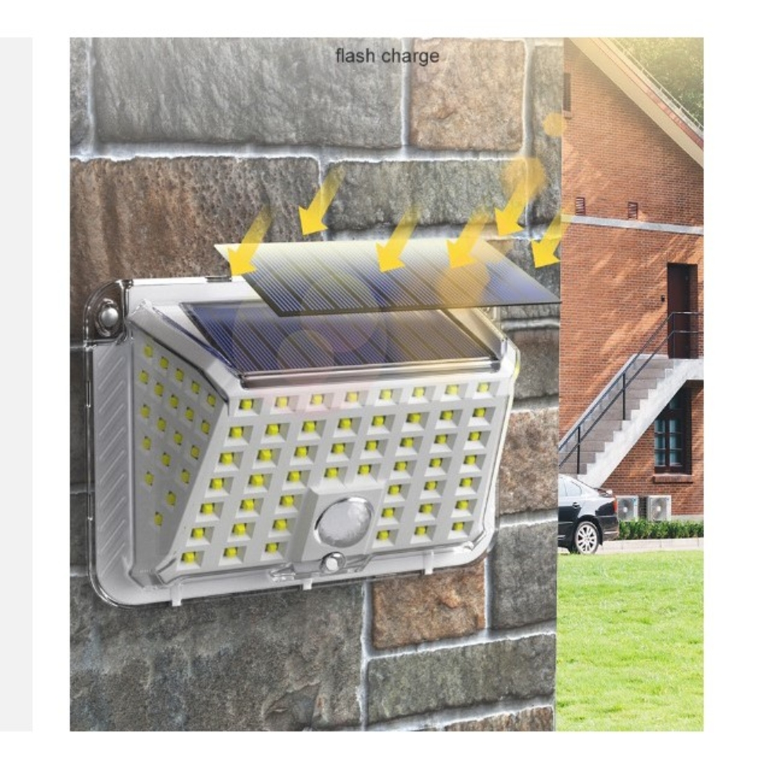 Lampa solara de perete Flippy, 90 LED-uri SMD, senzor de miscare, IP65, 1200mAh, material ABS, lumina alb rece, alb