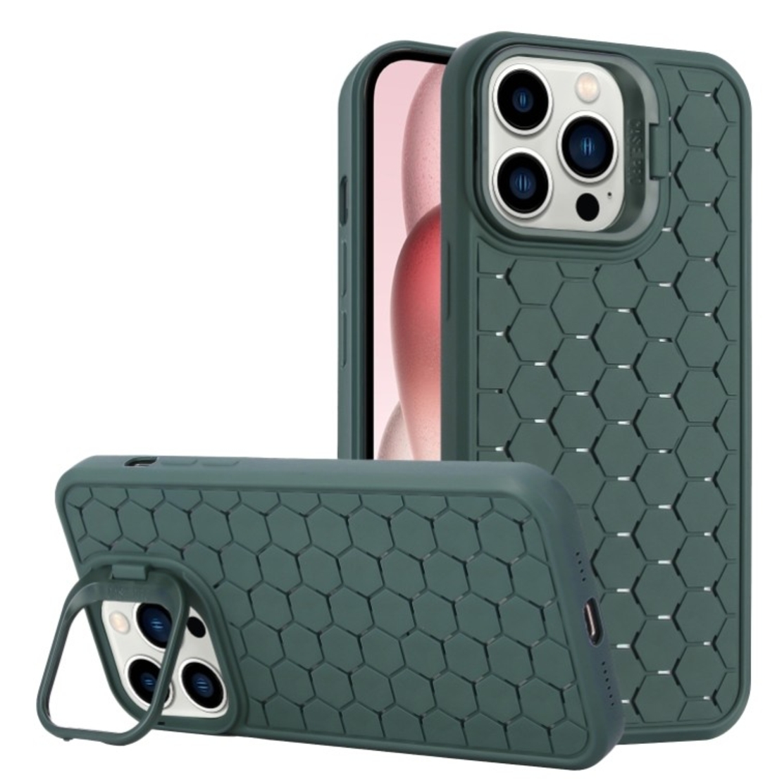 Husa de Protectie TPU, Vafy, pentru Apple iPhone 14 Pro Max, 3D Cube, cu Inel, Protectie Camera, Antisoc, Antizgariere, Antialunecare, Acoperire Completa, Verde