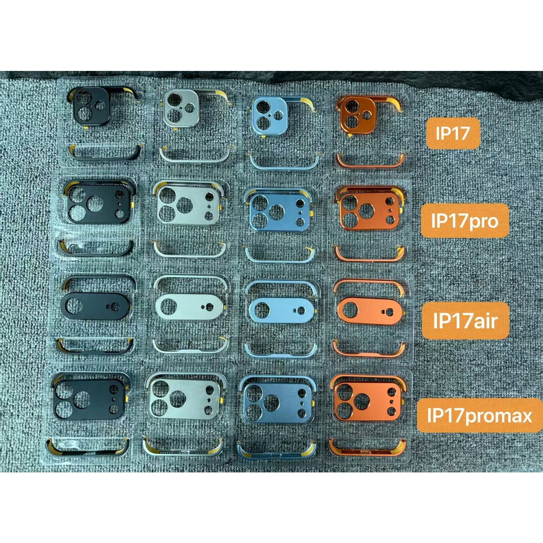Carcasa de Telefon, Vafy, Compatibila Apple iPhone 17 Pro, Fara Rama, doar Colturi si Camera, din Metal, Grosime 0.1 mm, Negru