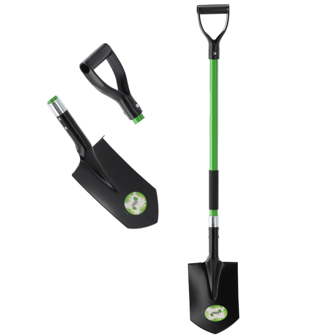 Lopata de sapat gradina cu varf ascutit, coada din fibra de sticla 120 cm, lama din otel, verde si negru