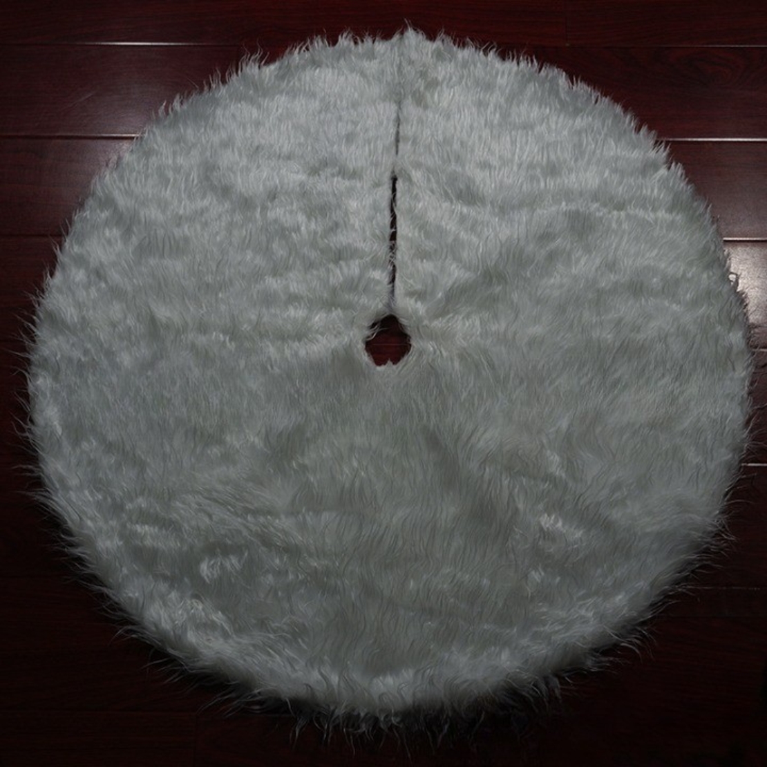 Covor pentru bradul de Craciun White Haipai, diametru 78 cm, blana cu o grosime 2.5-3 cm, alb