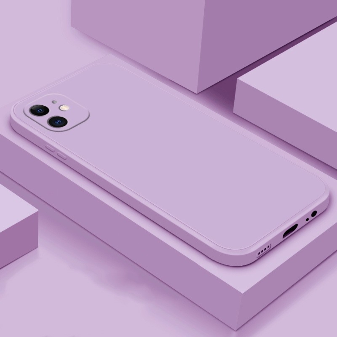 Husa pentru Apple iPhone 14 Vafy, Liquid Silicone, cu Microfibra pe interior, Protectie Antisoc, Grass purple, Mov