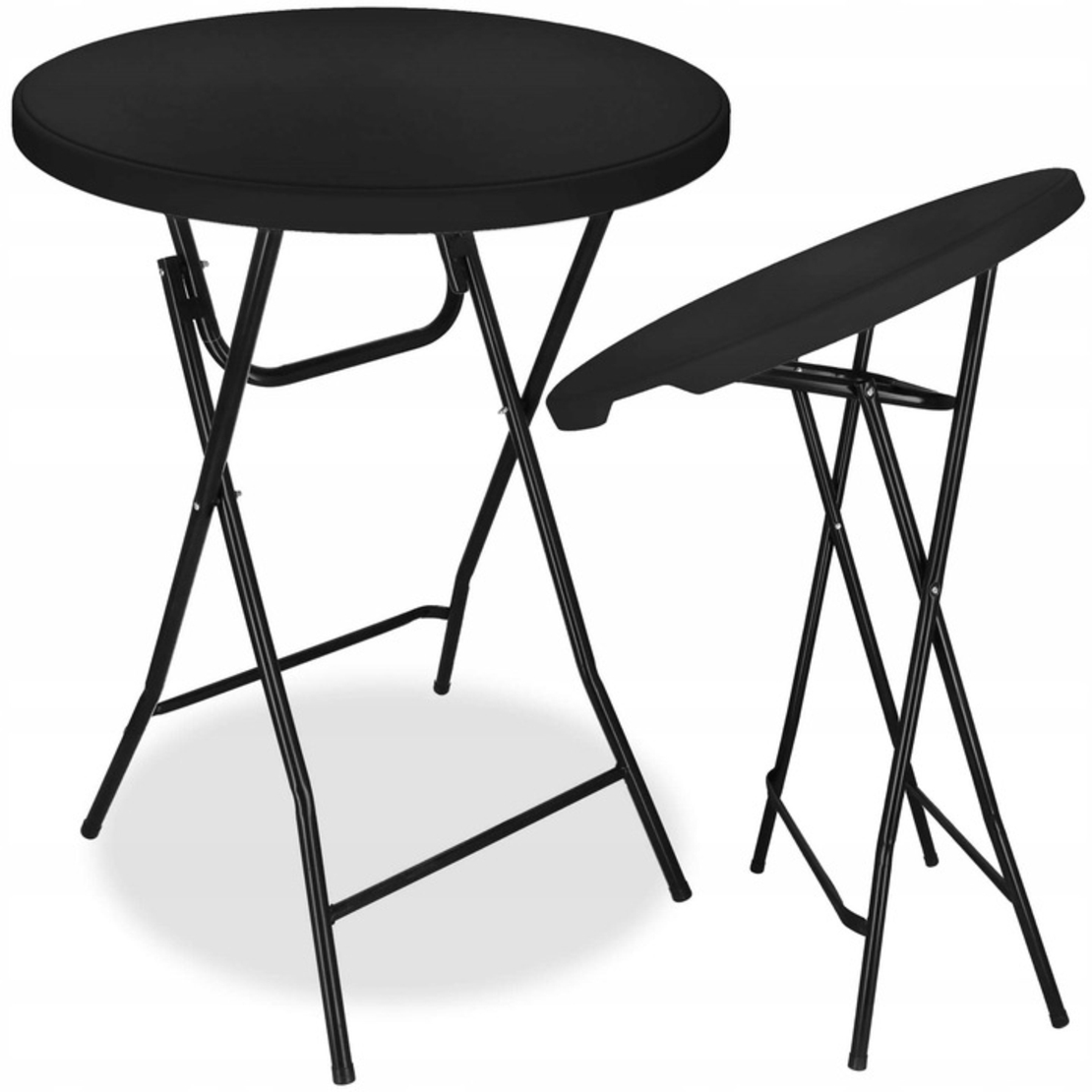 Masa catering profesionala pentru evenimente, inalta, cu picioare metal pliabile, rotunda, d 80 cm, h 110 cm, negru