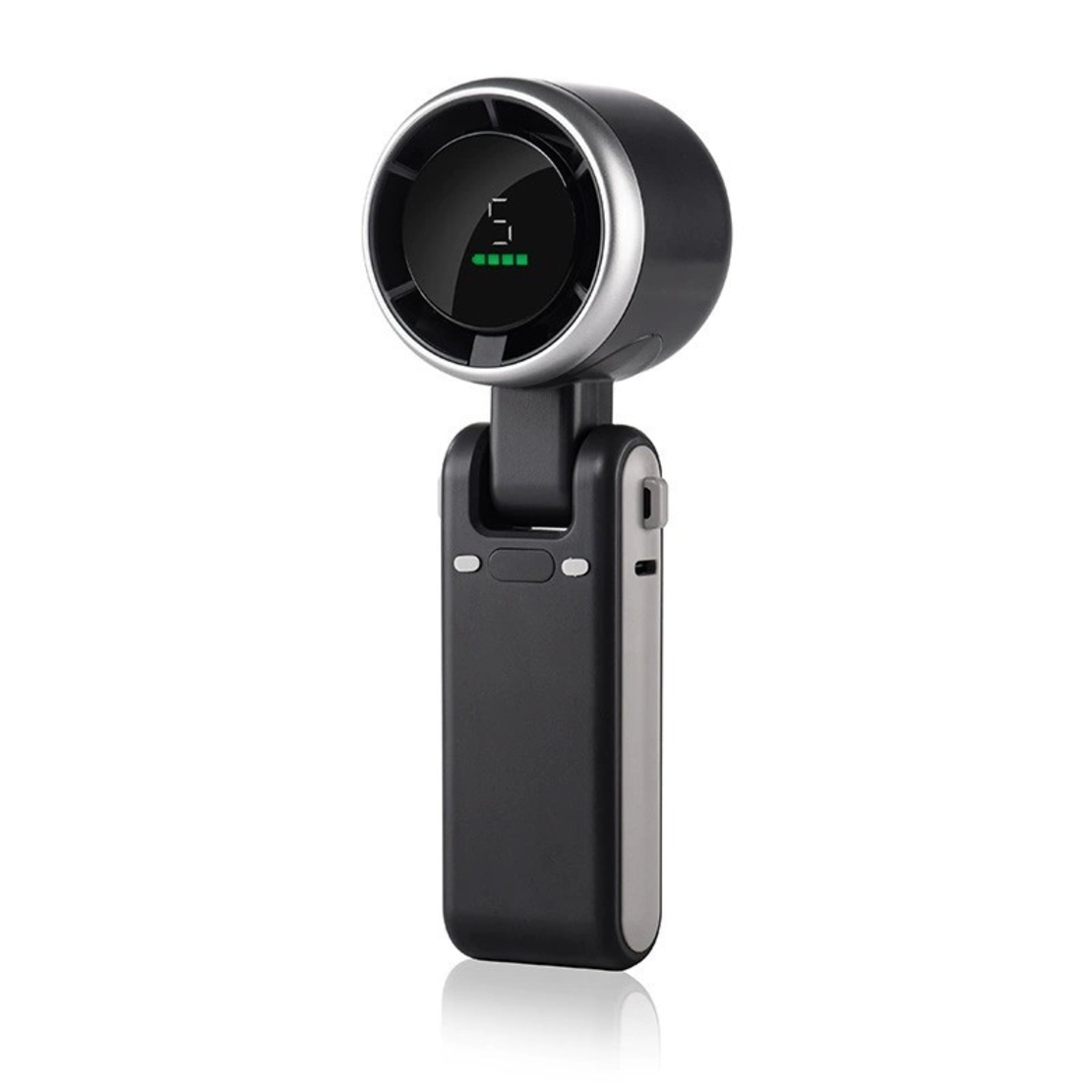 Mini Ventilator Portabil, Vafy, 5 Trepte de Viteza, Afisaj Digital, Incarcare USB, 5V, 2A, 5.95 x 5.2 x 17.2 cm, Negru