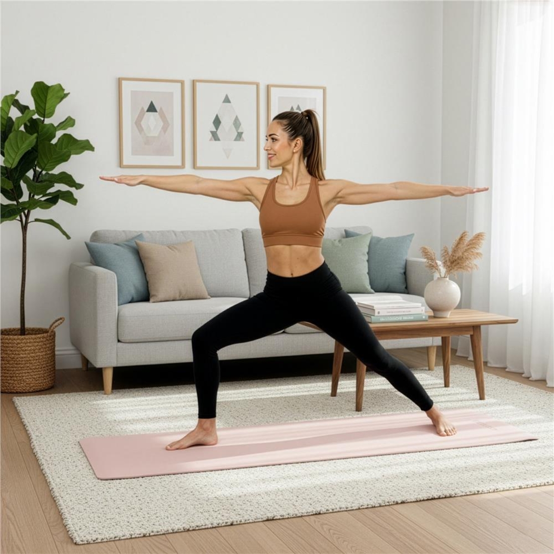 Saltea fitness antiderapanta din TPE, 183x61x1 cm, cu curea transport, roz
