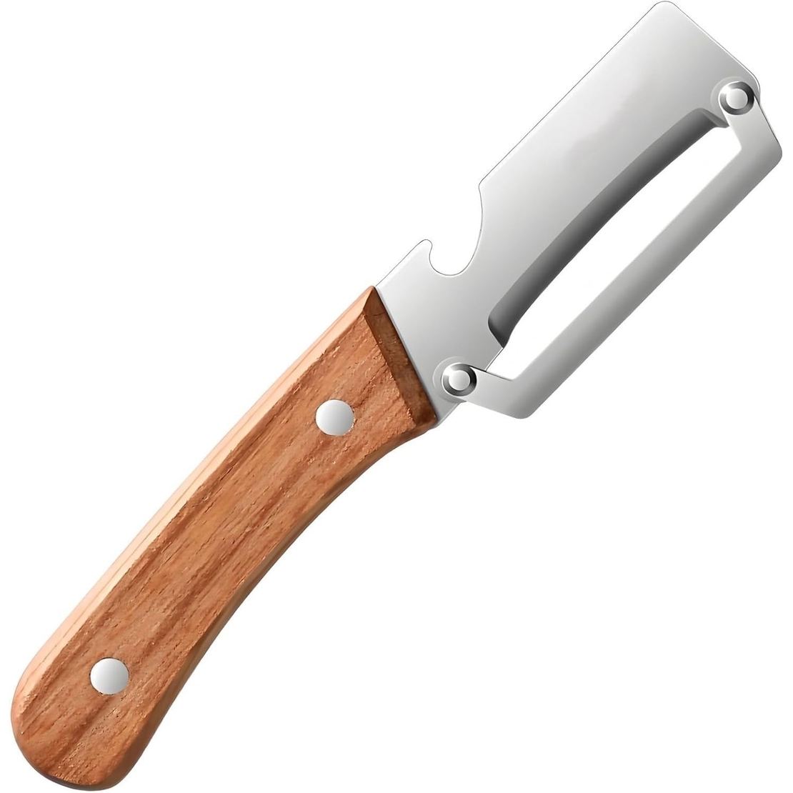 Curatator de Fructe/Legume, Vafy, 2in1, Desfacator de Sticle, Multifunctional, Maner de Lemn, Maro