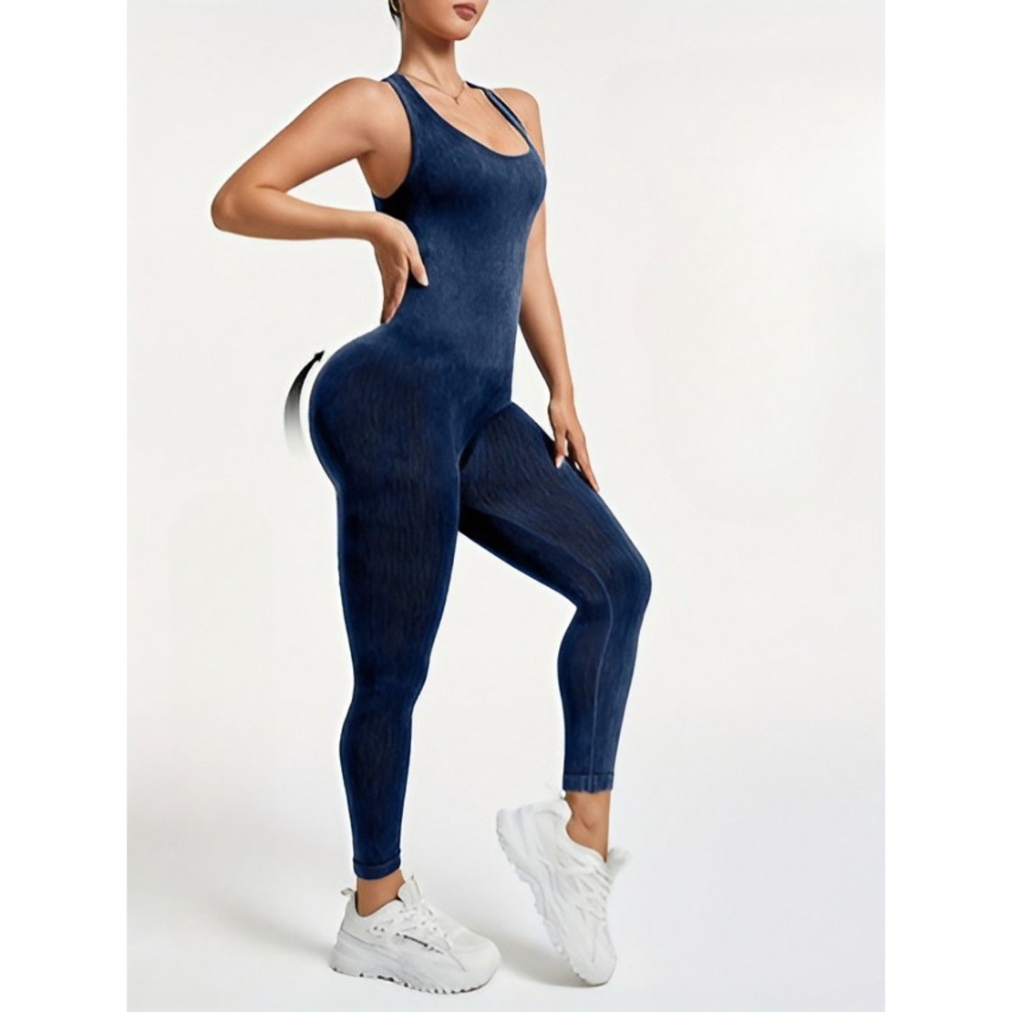 Costum Sport de Dama, Flippy, One Piece, pentru Yoga, Elastic, Fara Cusaturi, Albastru Marin, Marime M