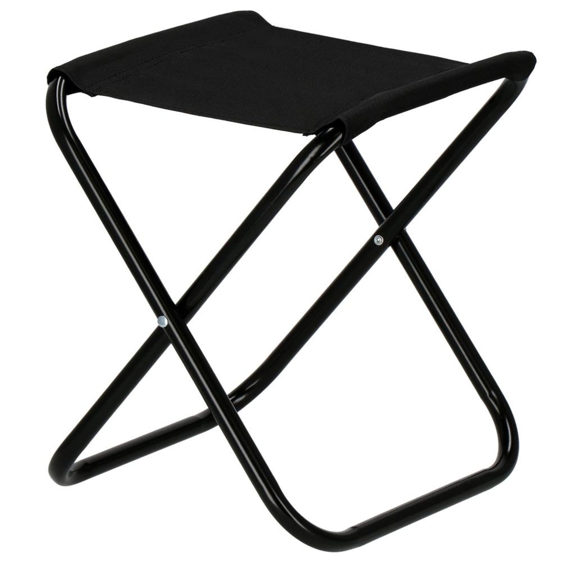 Scaun pliabil pentru camping sau pescuit, cadru metalic, maxim 100 kg, 26x26x34 cm, negru