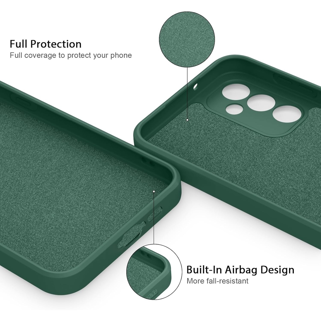 Husa de Protectie, Vafy, pentru Huawei P60 Pro, Liquid Silicone, cu Microfibra pe Interior, Protectie Antisoc, Compatibil Incarcare Wireless, Verde