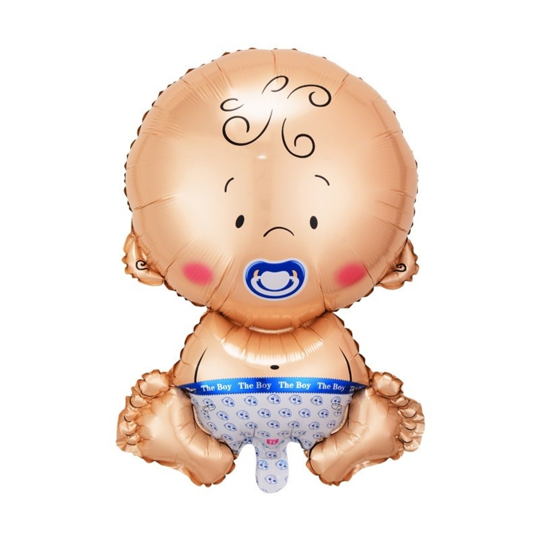 Balon din Folie Metalizata, Vafy, Figurina Baietel, Tema Botez, 73x48 cm, Ambalaj Individual, Pai Inclus, Umflare cu Aer sau Heliu, Albastru