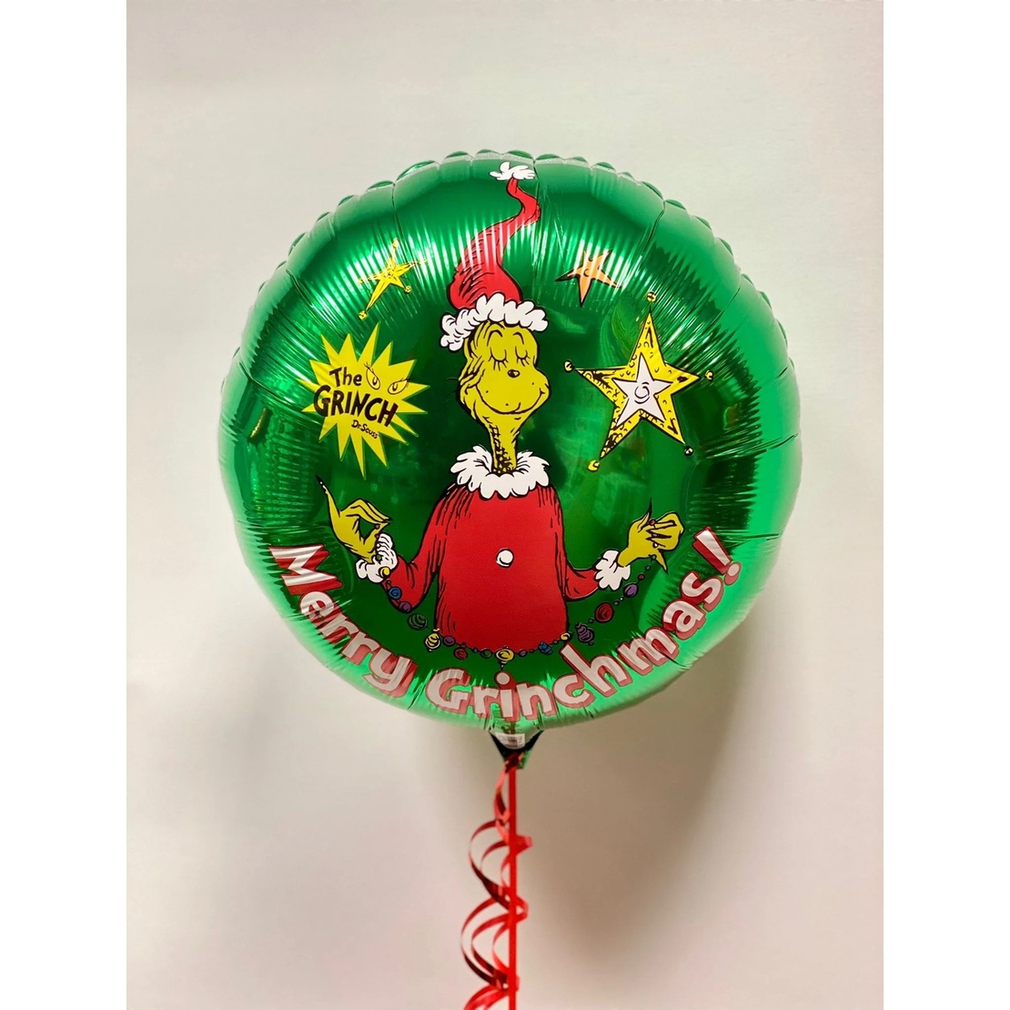 Balon Rotund, Vafy, din Folie de Aluminiu, Tema Craciun, Model Grinch, 44x53 cm, Verde