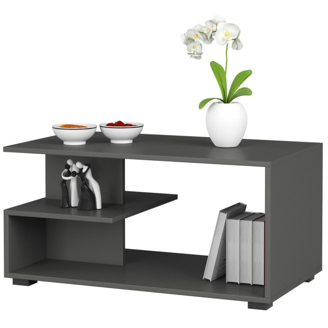 Masuta de cafea, PAL laminat, 90x51x45 cm, gri grafit