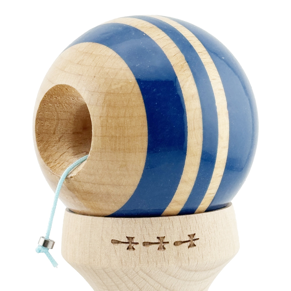 Kendama X Originala RAINBOW, Profesionala, Flippy, Cupe Mari KING SIZE V3, Super Sticky, Gaura in Baza, Rulment Metalic, din lemn 18 cm, Ata 62/65 cm, Albastru/Maro
