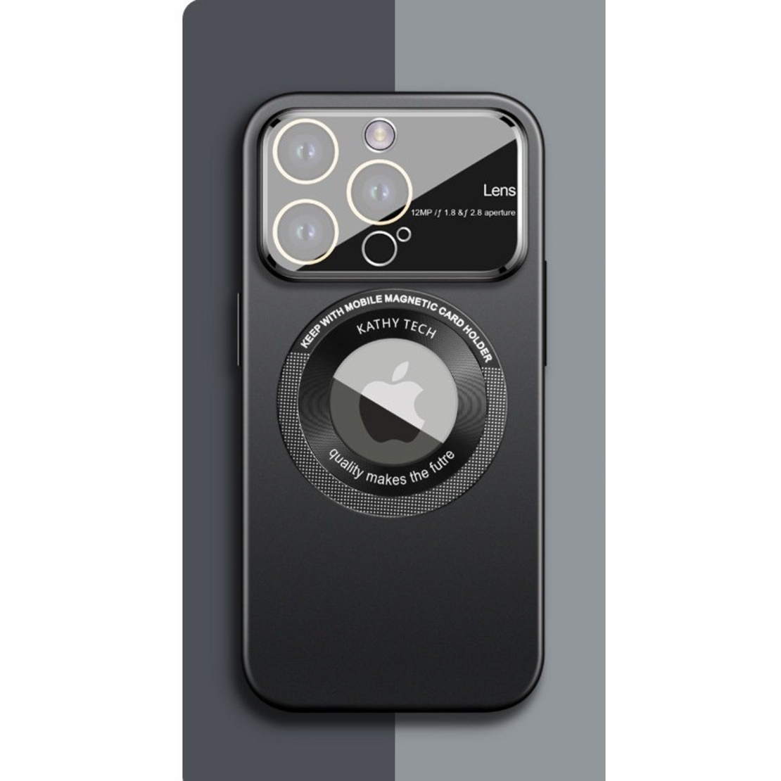 Husa protectie MagSafe Kathy Tech, Vafy, pentru Apple iPhone 14 Pro Max, Dublu Cerc, Negru