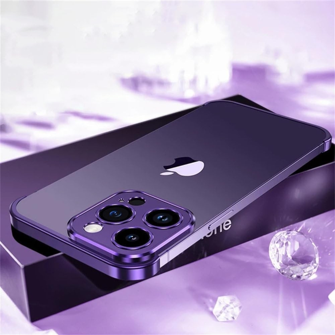Husa Metalica Edgeless Compatibila cu iPhone 16 Plus, Vafy, Protectie pentru Colturi si Camera, Aliaj Aluminiu, Antisoc, Antizgariere, Mov
