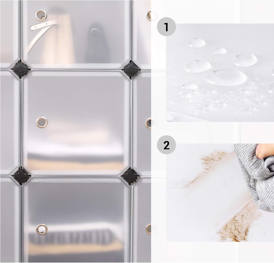 SONGMICS Unitate de depozitare cu 12 cuburi, pentru pantofi sau haine, personalizabil, 31x93x123 cm, alb transparent