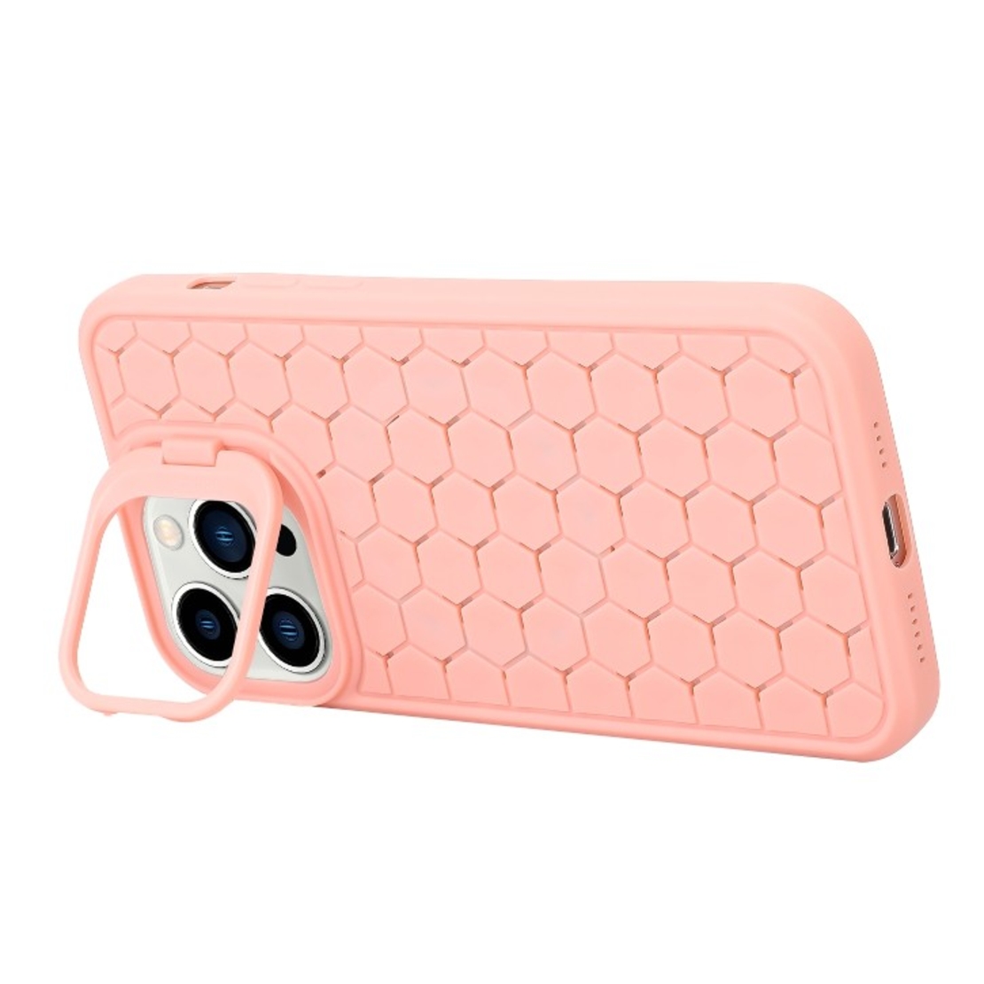 Husa de Protectie TPU, Vafy, pentru Apple iPhone 14, 3D Cube, cu Inel, Protectie Camera, Antisoc, Antizgariere, Antialunecare, Acoperire Completa, Roz