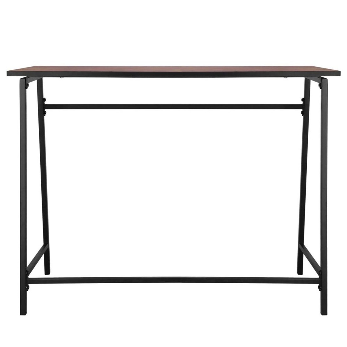 Birou tip masa laterala, cu cadru din otel, 50x100x76 cm, industrial, maro