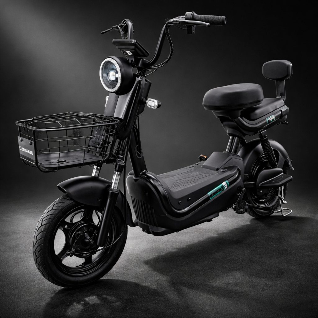 Scuter Electric KG, Saige, Fara Permis, Motor 500W, Baterie 48V20Ah, Autonomie 60km, 153x40x85 cm, Viteza Maxima 25km/h, Negru