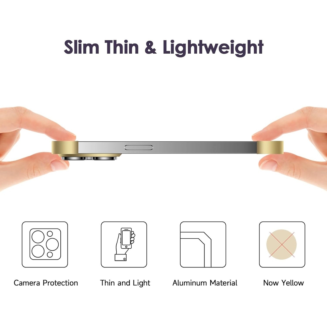 Husa Metalica Edgeless Compatibila cu iPhone 16 Plus, Vafy, Protectie pentru Colturi si Camera, Aliaj Aluminiu, Antisoc, Antizgariere, Auriu