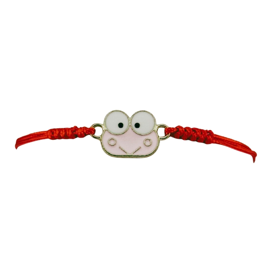 Martisor Bratara pentru Dama si Copii, Jolie, Model Broscuta Vesela, Set 12 bucati, Pandantiv Emailat, Snur Reglabil, Rosu/Roz
