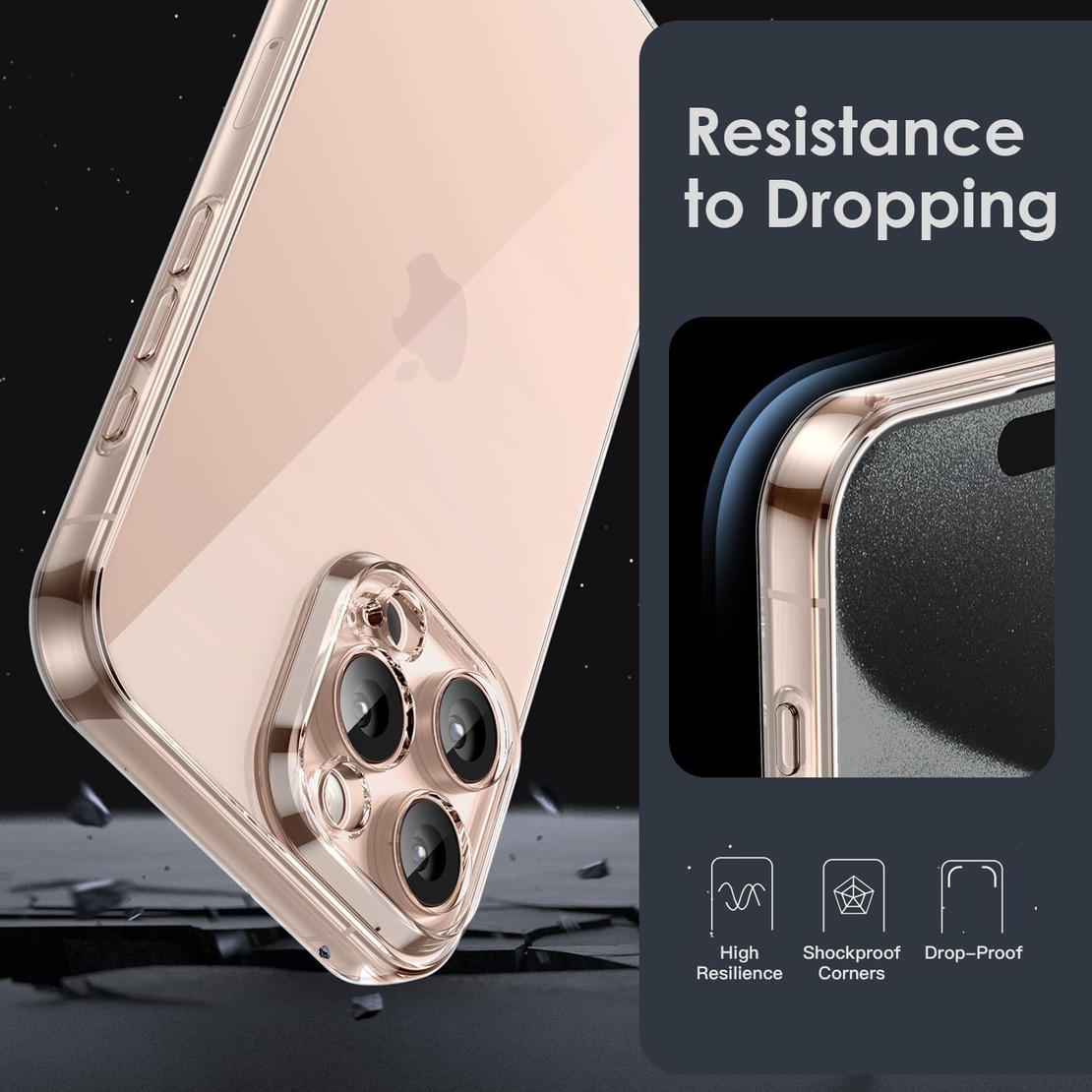 Husa de Protectie, Vafy, pentru Apple iPhone 16 Pro Max, TPU, Antisoc, Rezistenta la Impact, Protectie Camera, Transparenta