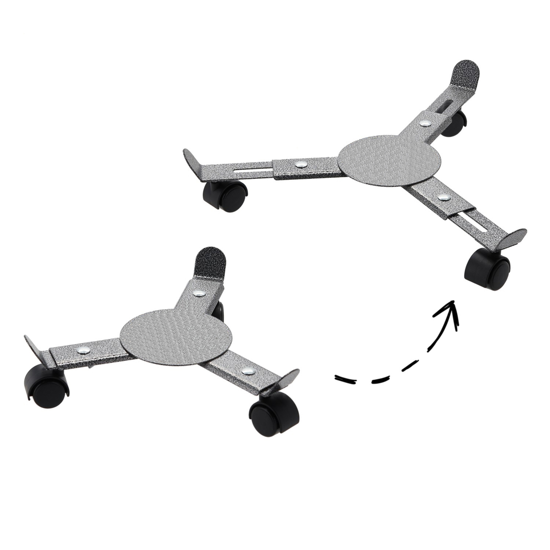 Suport ghiveci cu roti pentru plante, diametru reglabil 22-30 cm, inaltime 7 cm, negru