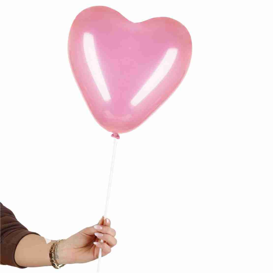 Set 50 baloane pentru petrecere in forma de inima, 30cm, roz