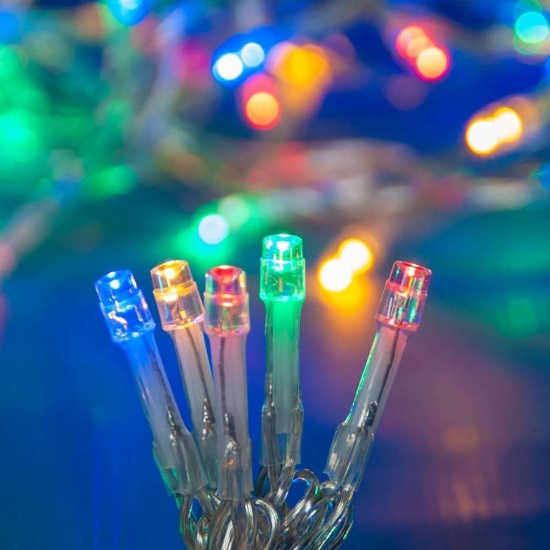 Instalatie de Craciun cu Baterii Tip Liniar, 2 jocuri de lumini, Fir Transparent 10 m 100 LED -uri, Multicolor