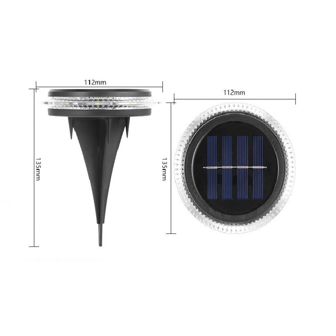 Lampa solara LED Set 4 Bucati, Flippy, Tip Spot pentru Gradina, 8 LED-uri, ABS si Policarbonat, Baterie 1.2V, 600mah, 12 x 13.5 cm, Lumina Alba Cald, Negru/Auriu