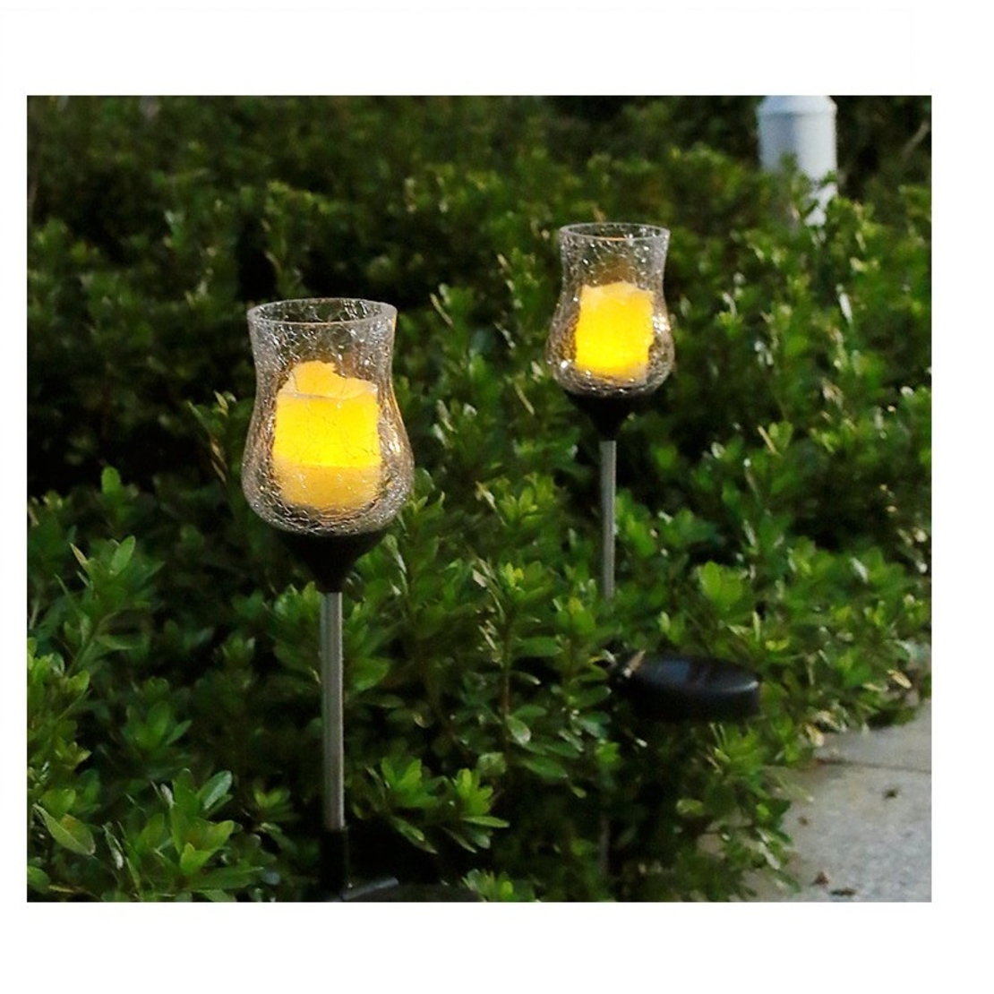 Lampa solara LED tip Lalea pentru gradina Flippy, inaltime 55 cm, material sticla si ABS, 2V, ABS, 600mAh, alb cald