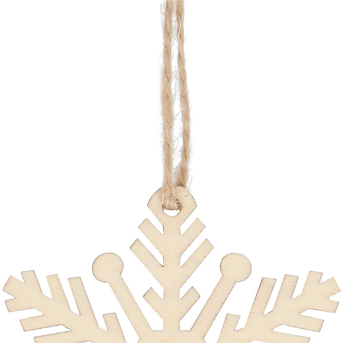 Decoratiune brad fulg de zapada din lemn, set 6 bucati, maro