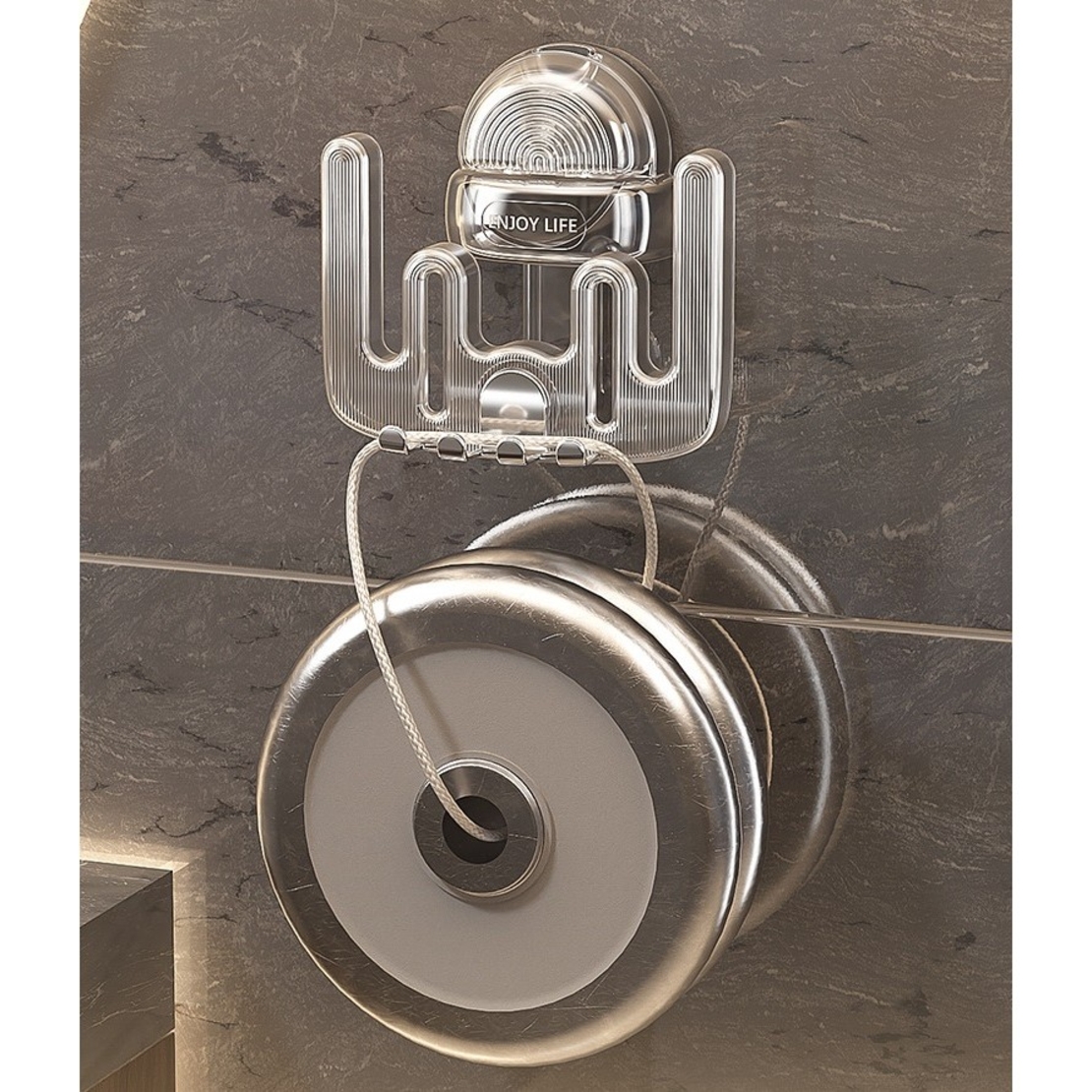 Suport Multifunctional Dublu, Pahar si Suport pentru Periuta de Dinti, Flippy, Plastic, 11 cm x 11.5 cm, Transparent